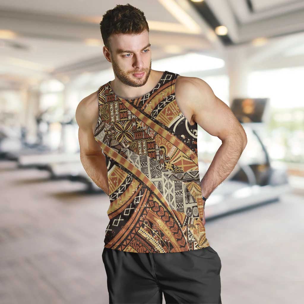 Hawaiian Style Tapa Men Tank Top Vintage Seamless Pattern LT9 Red - Polynesian Pride