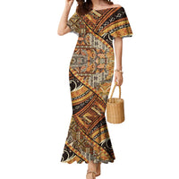 Hawaiian Style Tapa Mermaid Dress Vintage Seamless Pattern LT9 Women Red - Polynesian Pride