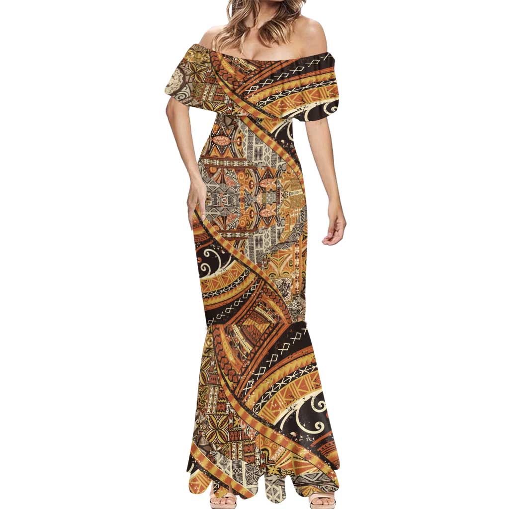 Hawaiian Style Tapa Mermaid Dress Vintage Seamless Pattern LT9 - Polynesian Pride