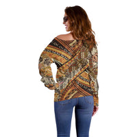 Hawaiian Style Tapa Off Shoulder Sweater Vintage Seamless Pattern LT9 - Polynesian Pride
