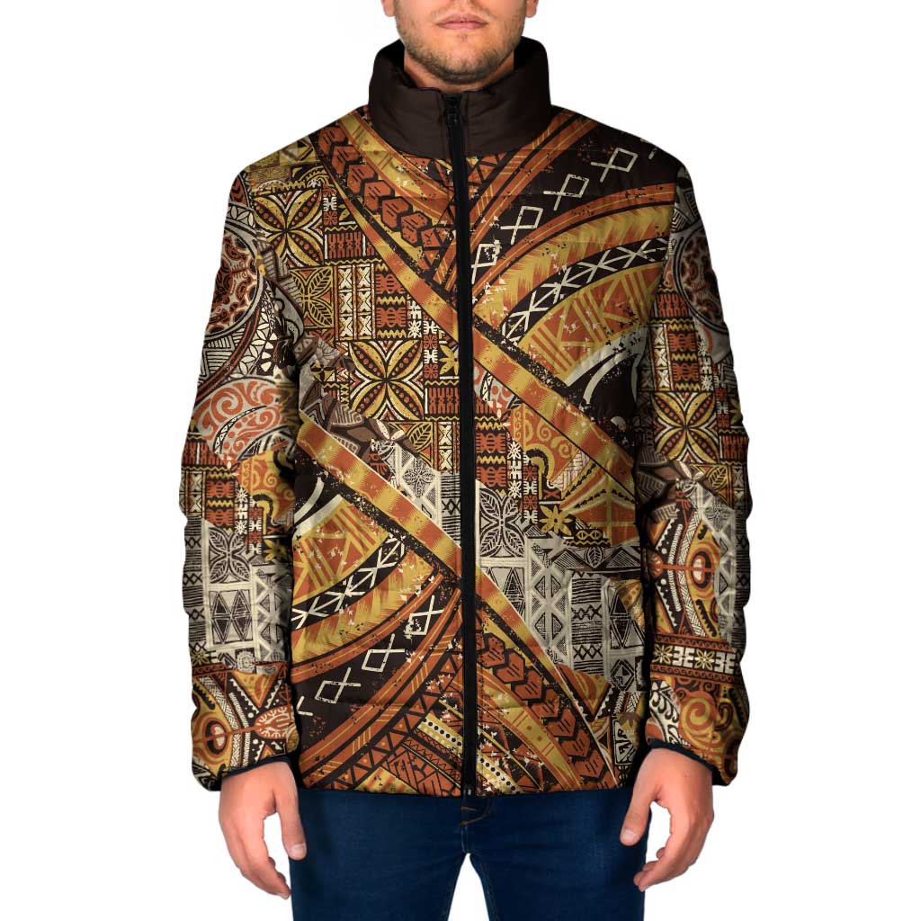 Hawaiian Style Tapa Padded Jacket Vintage Seamless Pattern LT9 Men Red - Polynesian Pride