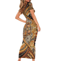 Hawaiian Style Tapa Short Sleeve Bodycon Dress Vintage Seamless Pattern LT9 - Polynesian Pride