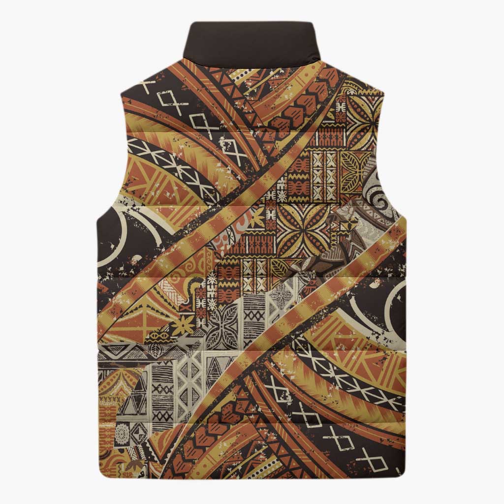 Hawaiian Style Tapa Sleeveless Puffer Jacket Vintage Seamless Pattern LT9 - Polynesian Pride