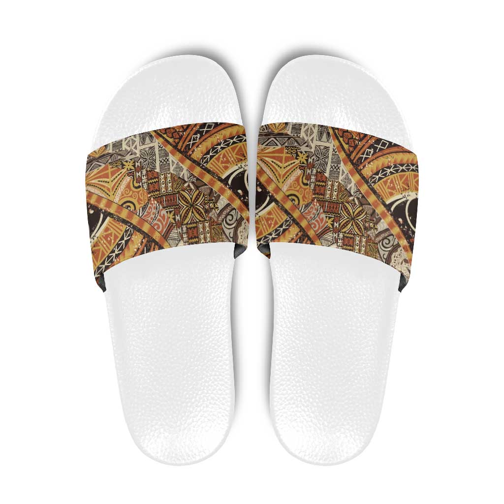 Hawaiian Style Tapa Slide Sandals Vintage Seamless Pattern LT9 Red - Polynesian Pride