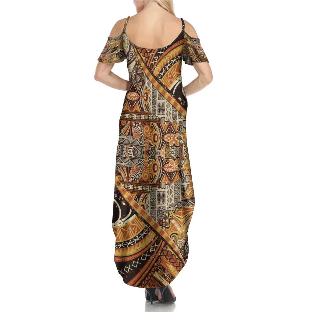 Hawaiian Style Tapa Summer Maxi Dress Vintage Seamless Pattern LT9 - Polynesian Pride