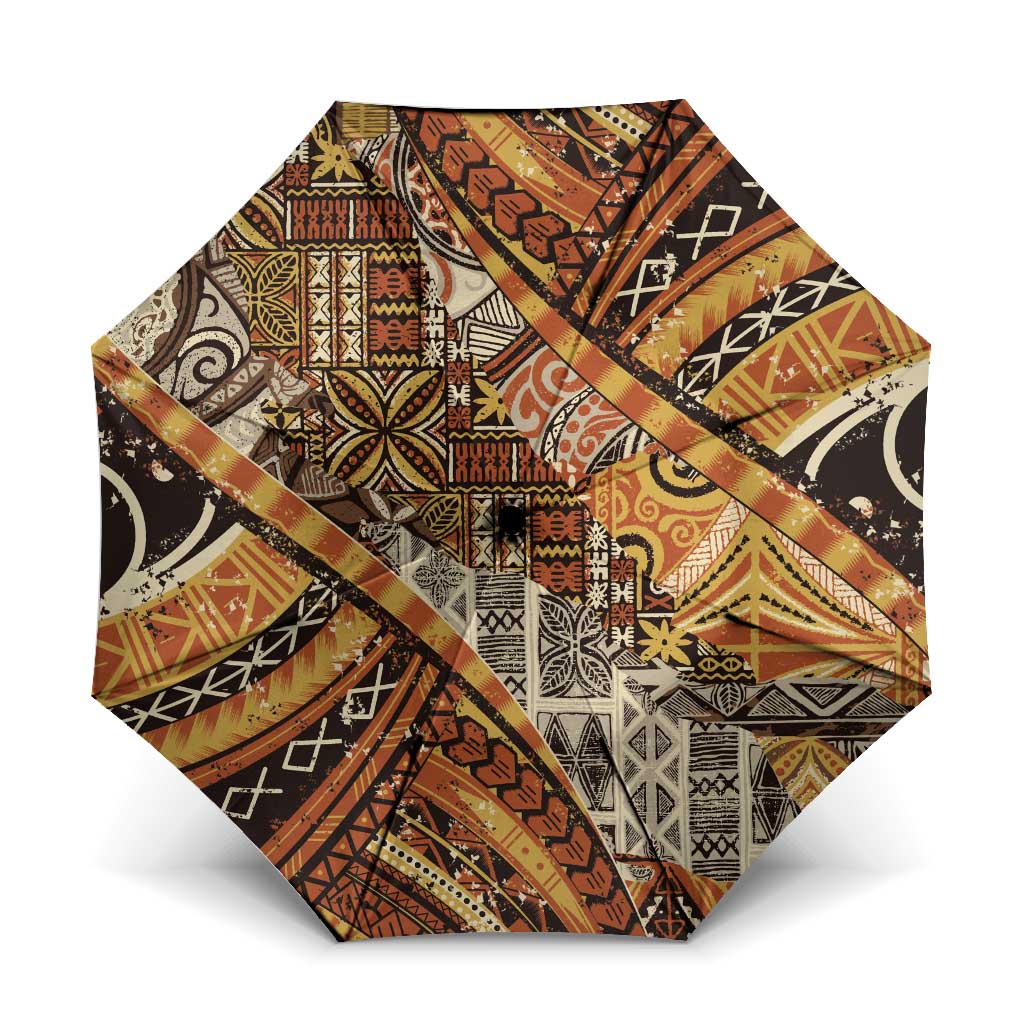 Hawaiian Style Tapa Umbrella Vintage Seamless Pattern LT9 One Size Folded 11.42 inch Opened Diameter 37.4 inch Red - Polynesian Pride