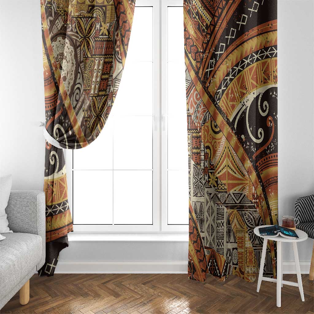 Hawaiian Style Tapa Window Curtain Vintage Seamless Pattern LT9 - Polynesian Pride