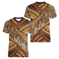 Hawaiian Style Tapa Women V-Neck T-Shirt Vintage Seamless Pattern LT9 - Polynesian Pride