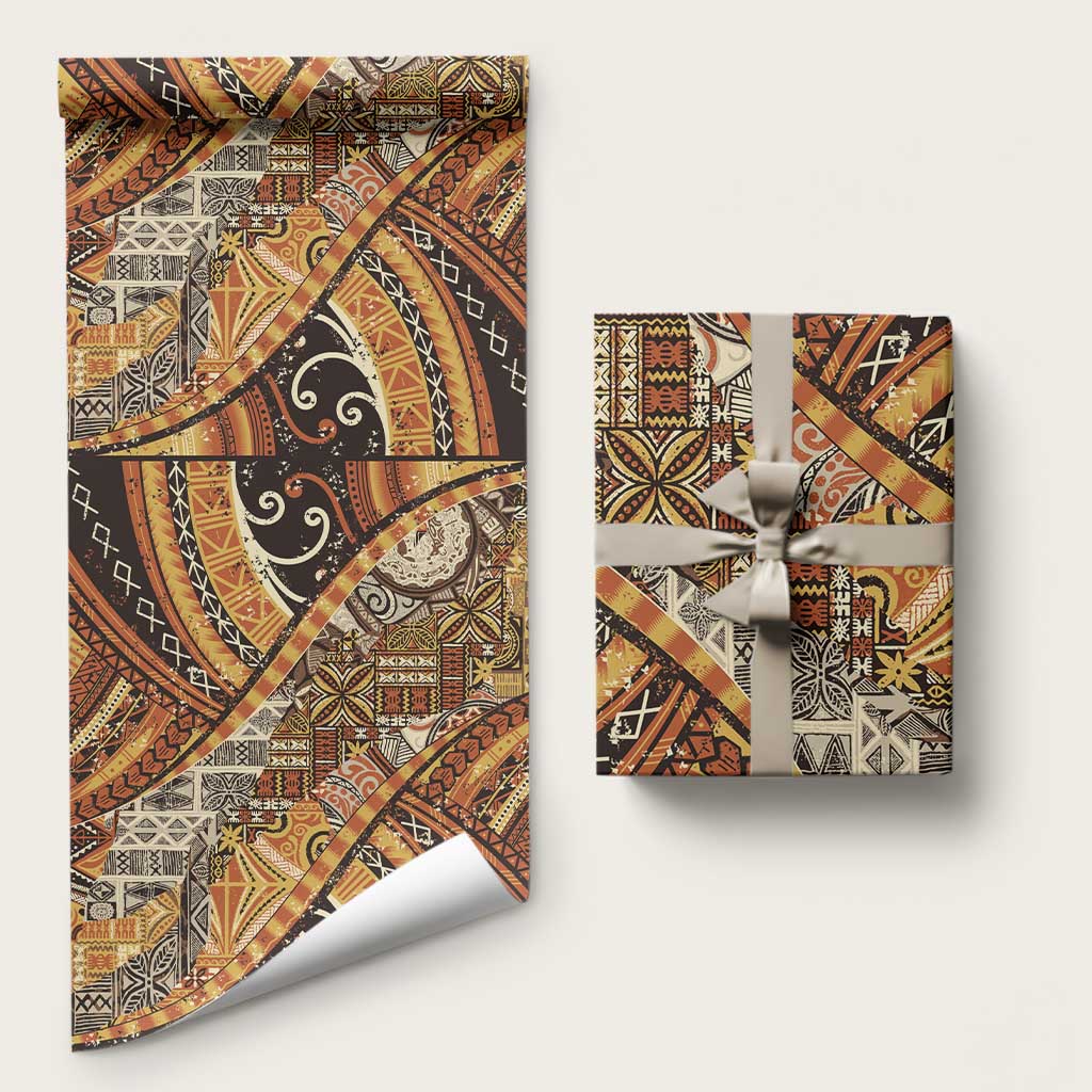 Hawaiian Style Tapa Wrapping Paper Vintage Seamless Pattern LT9 58" × 23" Red - Polynesian Pride