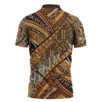 Hawaiian Style Tapa Zipper Polo Shirt Vintage Seamless Pattern LT9 - Polynesian Pride
