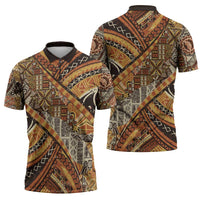 Hawaiian Style Tapa Zipper Polo Shirt Vintage Seamless Pattern LT9 - Polynesian Pride