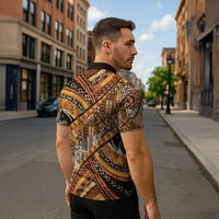 Hawaiian Style Tapa Zipper Polo Shirt Vintage Seamless Pattern LT9 - Polynesian Pride
