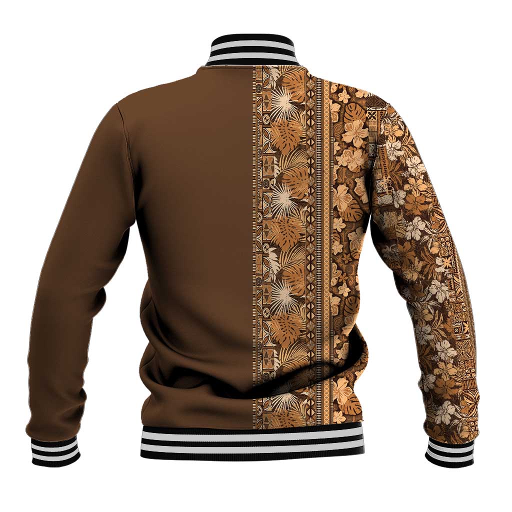 Hawaiian Tribal Elements Hibiscus Baseball Jacket Gold Pattern LT9 - Polynesian Pride