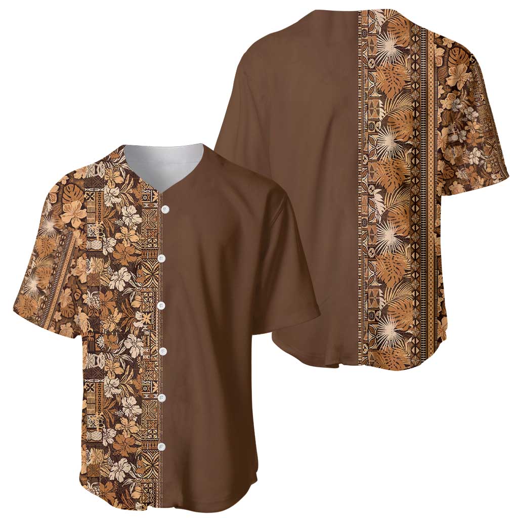 Hawaiian Tribal Elements Hibiscus Baseball Jersey Gold Pattern LT9 - Polynesian Pride