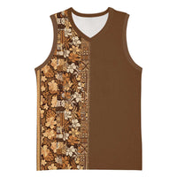 Hawaiian Tribal Elements Hibiscus Basketball Jersey Gold Pattern LT9 Unisex Gold - Polynesian Pride