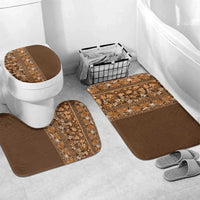 Hawaiian Tribal Elements Hibiscus Bathroom Set Gold Pattern LT9 Mat Set Only (3 pcs) One Size Gold - Polynesian Pride