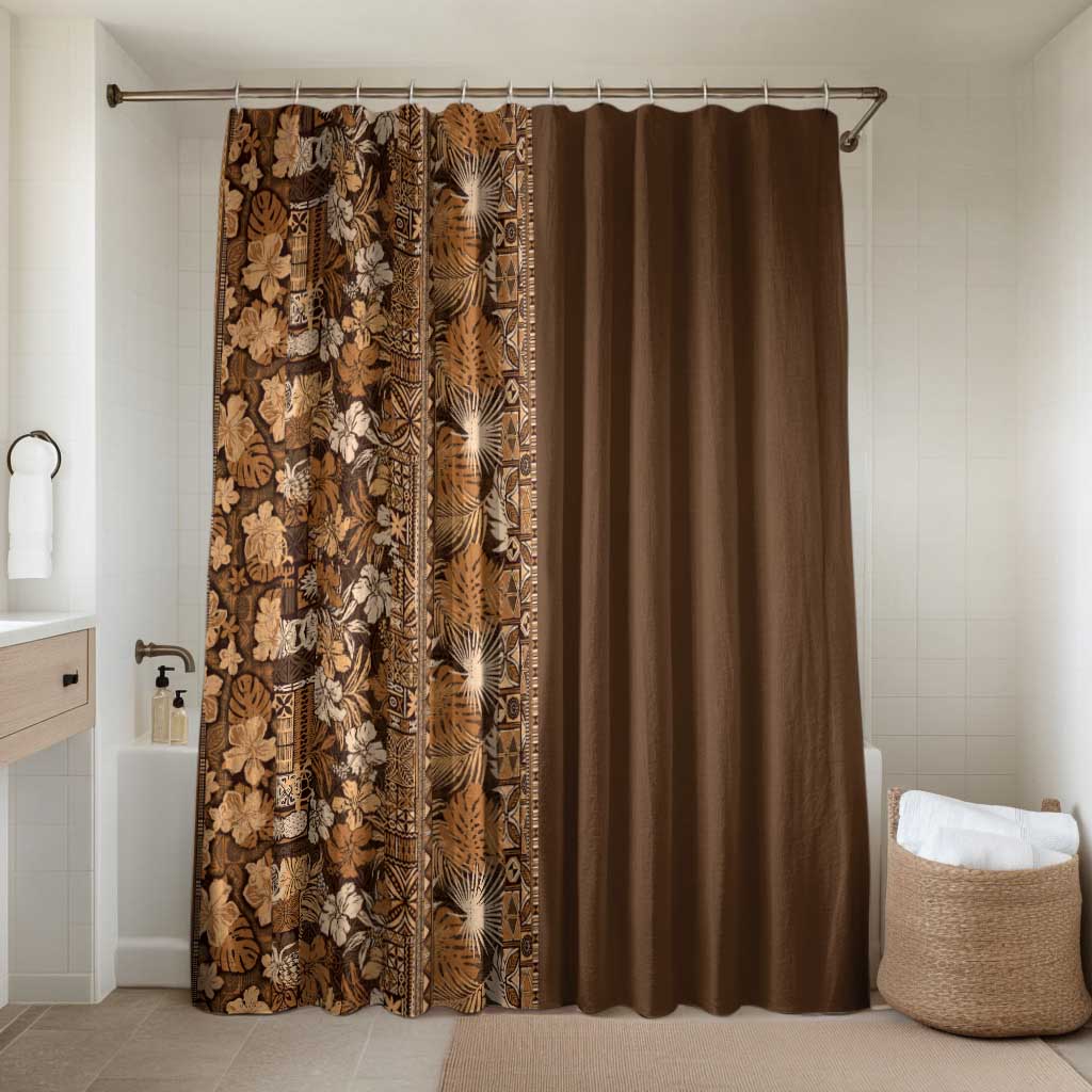 Hawaiian Tribal Elements Hibiscus Bathroom Set Gold Pattern LT9 Shower Curtain Only Gold - Polynesian Pride