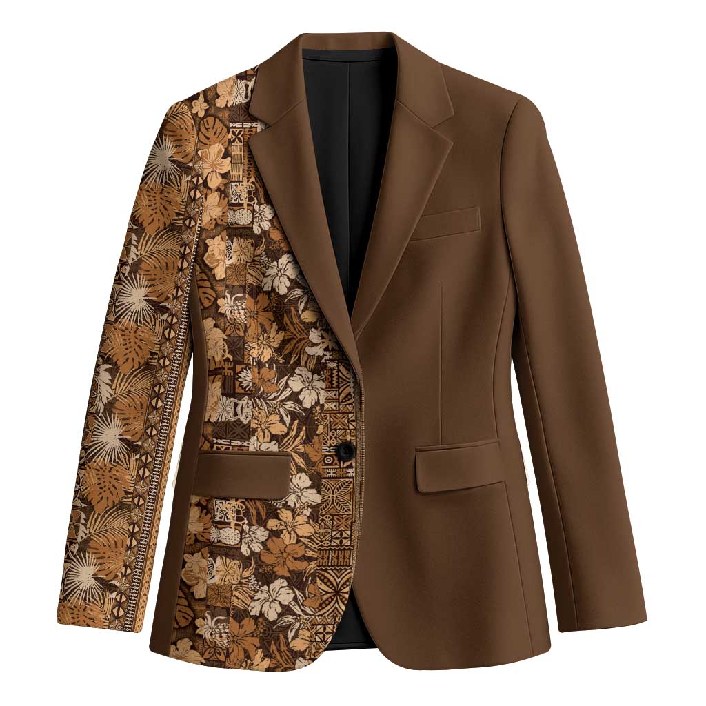 Hawaiian Tribal Elements Hibiscus Blazer Gold Pattern LT9 Unisex Gold - Polynesian Pride