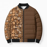 Hawaiian Tribal Elements Hibiscus Bomber Puffer Jacket Gold Pattern LT9 Unisex Gold - Polynesian Pride