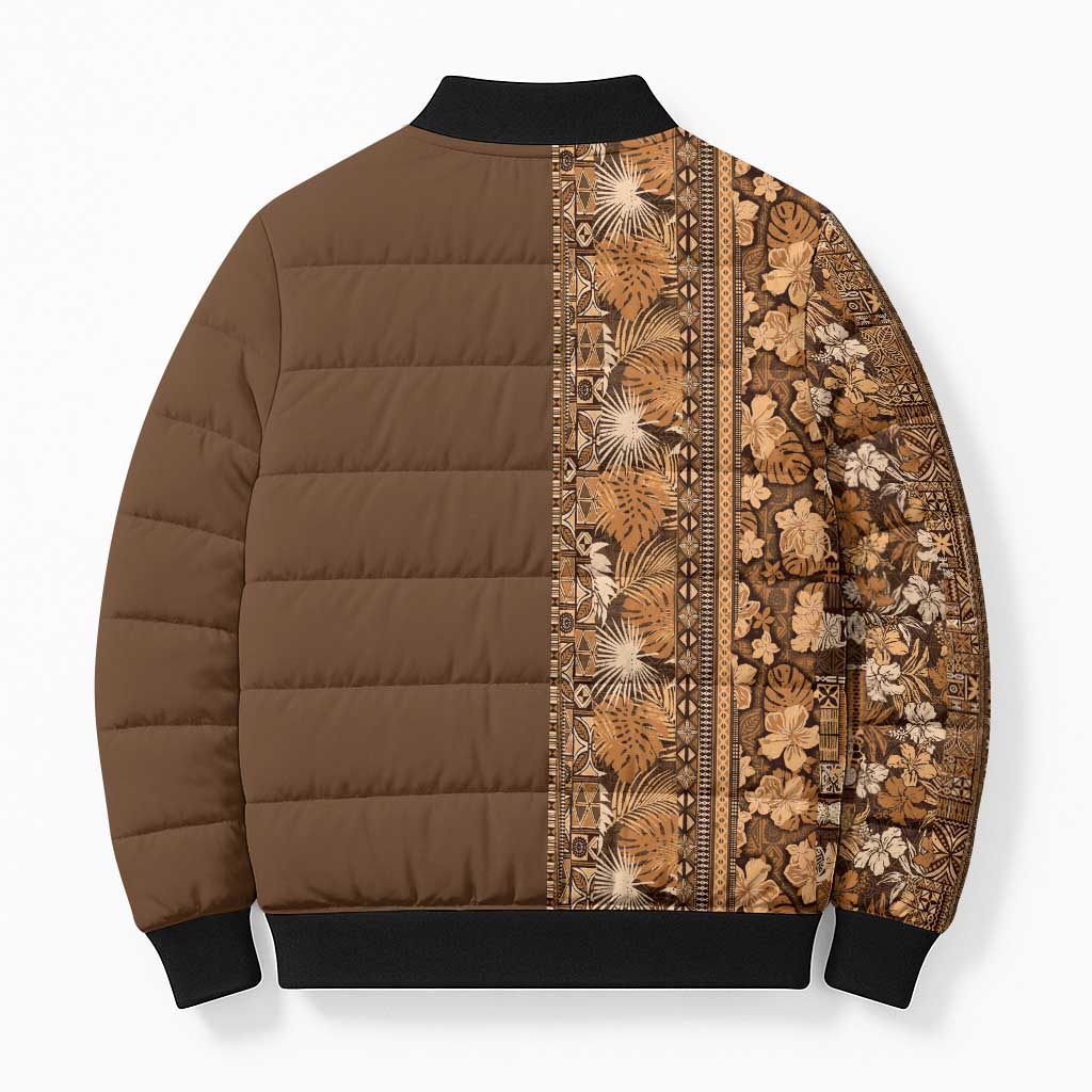 Hawaiian Tribal Elements Hibiscus Bomber Puffer Jacket Gold Pattern LT9 - Polynesian Pride