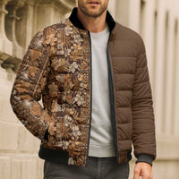 Hawaiian Tribal Elements Hibiscus Bomber Puffer Jacket Gold Pattern LT9 - Polynesian Pride