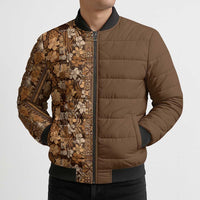 Hawaiian Tribal Elements Hibiscus Bomber Puffer Jacket Gold Pattern LT9 - Polynesian Pride