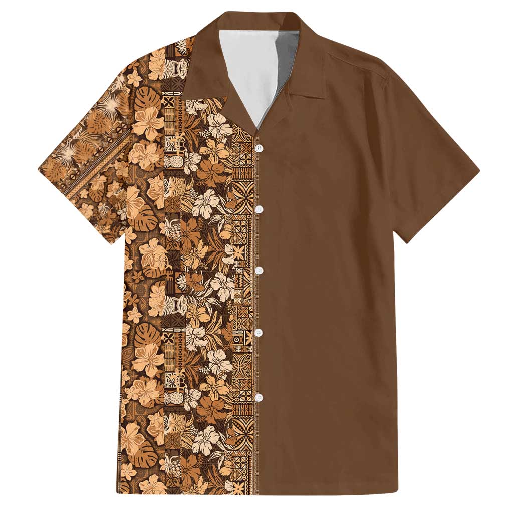 Hawaiian Tribal Elements Hibiscus Hawaiian Shirt Gold Pattern LT9 Gold - Polynesian Pride