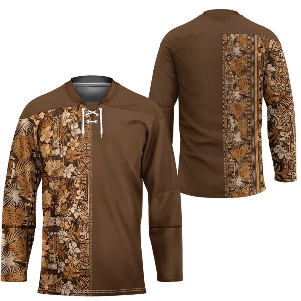 Hawaiian Tribal Elements Hibiscus Hockey Jersey Gold Pattern LT9 - Polynesian Pride