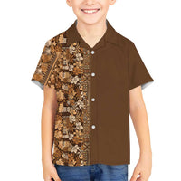 Hawaiian Tribal Elements Hibiscus Kid Hawaiian Shirt Gold Pattern LT9 Kid Gold - Polynesian Pride
