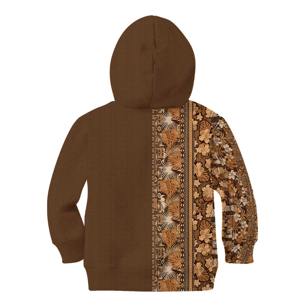 Hawaiian Tribal Elements Hibiscus Kid Hoodie Gold Pattern LT9 - Polynesian Pride