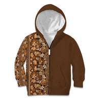Hawaiian Tribal Elements Hibiscus Kid Hoodie Gold Pattern LT9 Zip Hoodie Gold - Polynesian Pride
