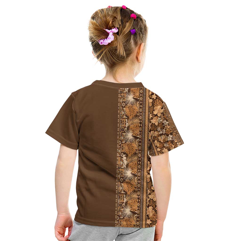 Hawaiian Tribal Elements Hibiscus Kid T Shirt Gold Pattern LT9 - Polynesian Pride