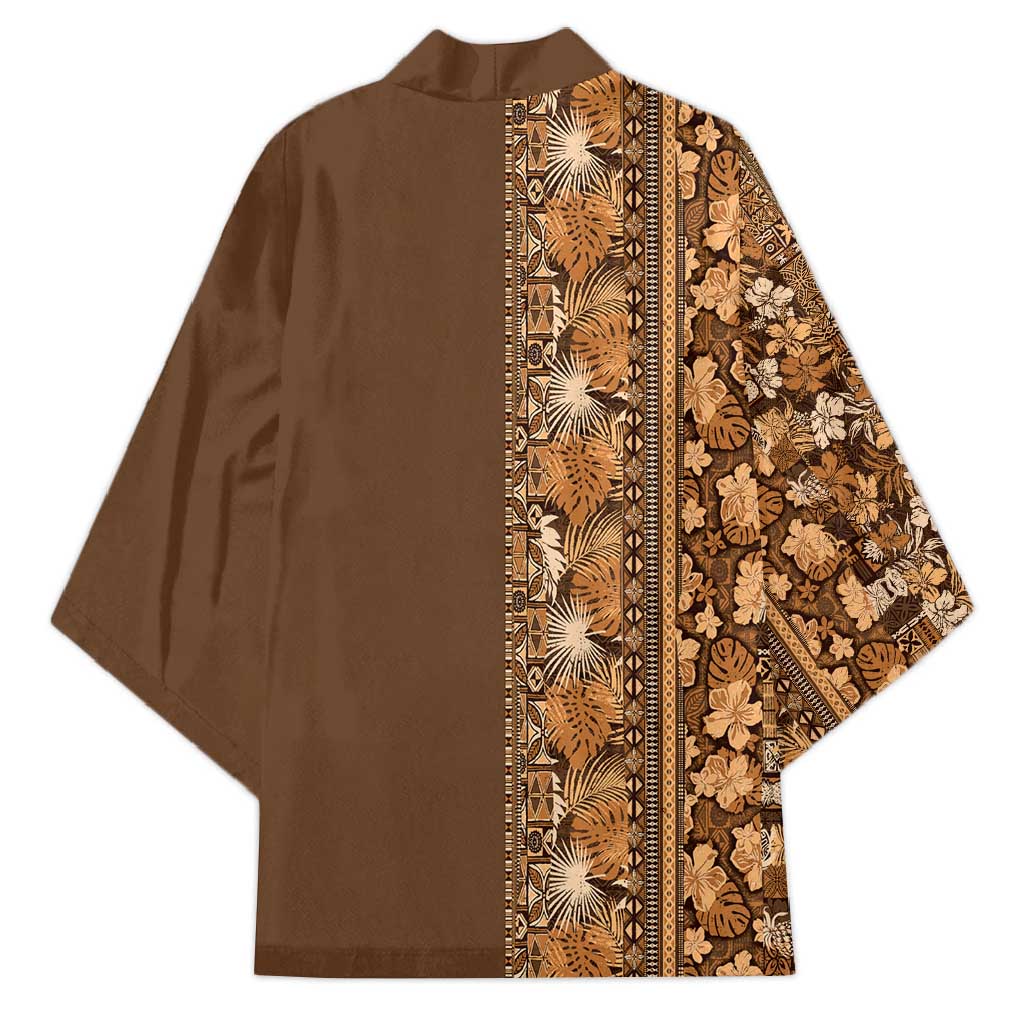 Hawaiian Tribal Elements Hibiscus Kimono Gold Pattern LT9 - Polynesian Pride
