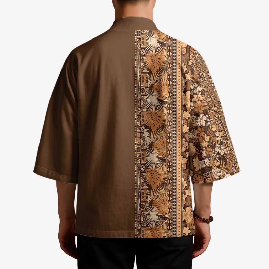 Hawaiian Tribal Elements Hibiscus Kimono Gold Pattern LT9 - Polynesian Pride