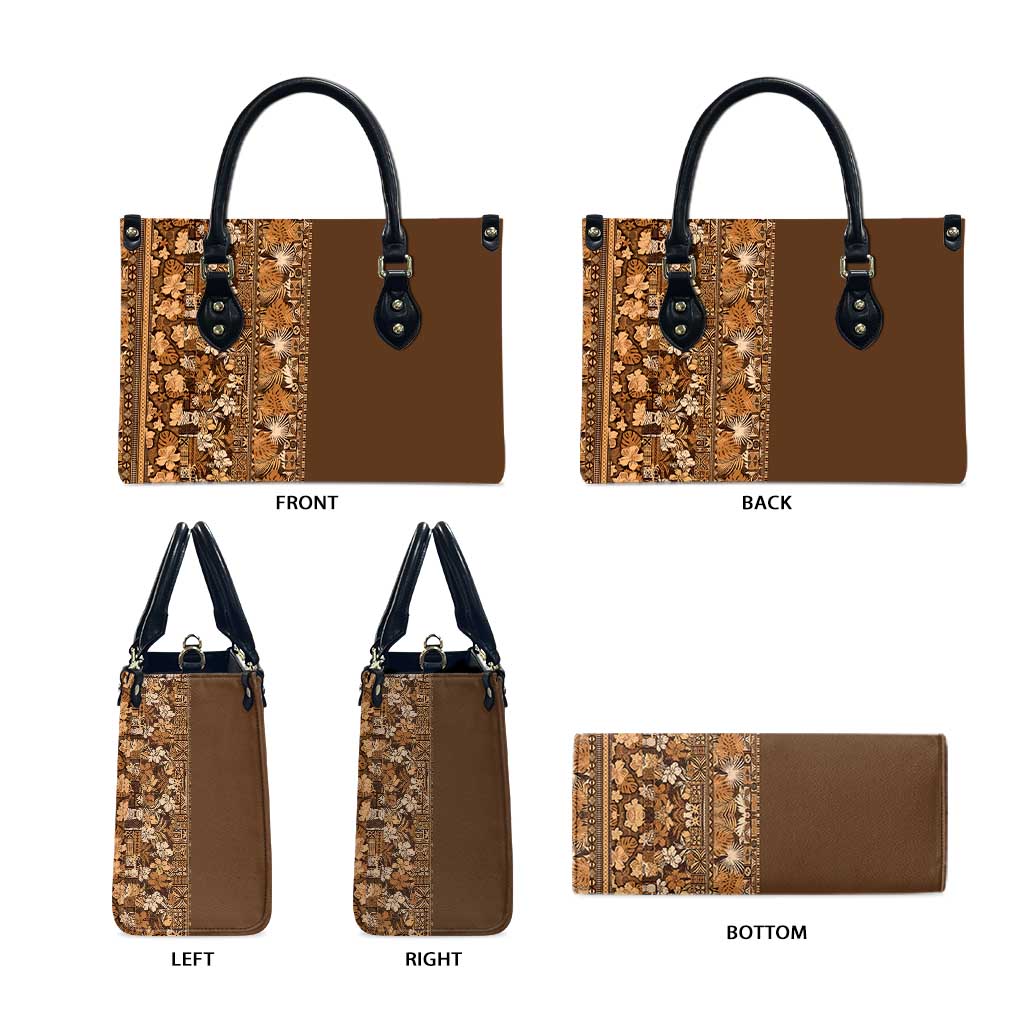 Hawaiian Tribal Elements Hibiscus Leather Bag Gold Pattern LT9 - Polynesian Pride