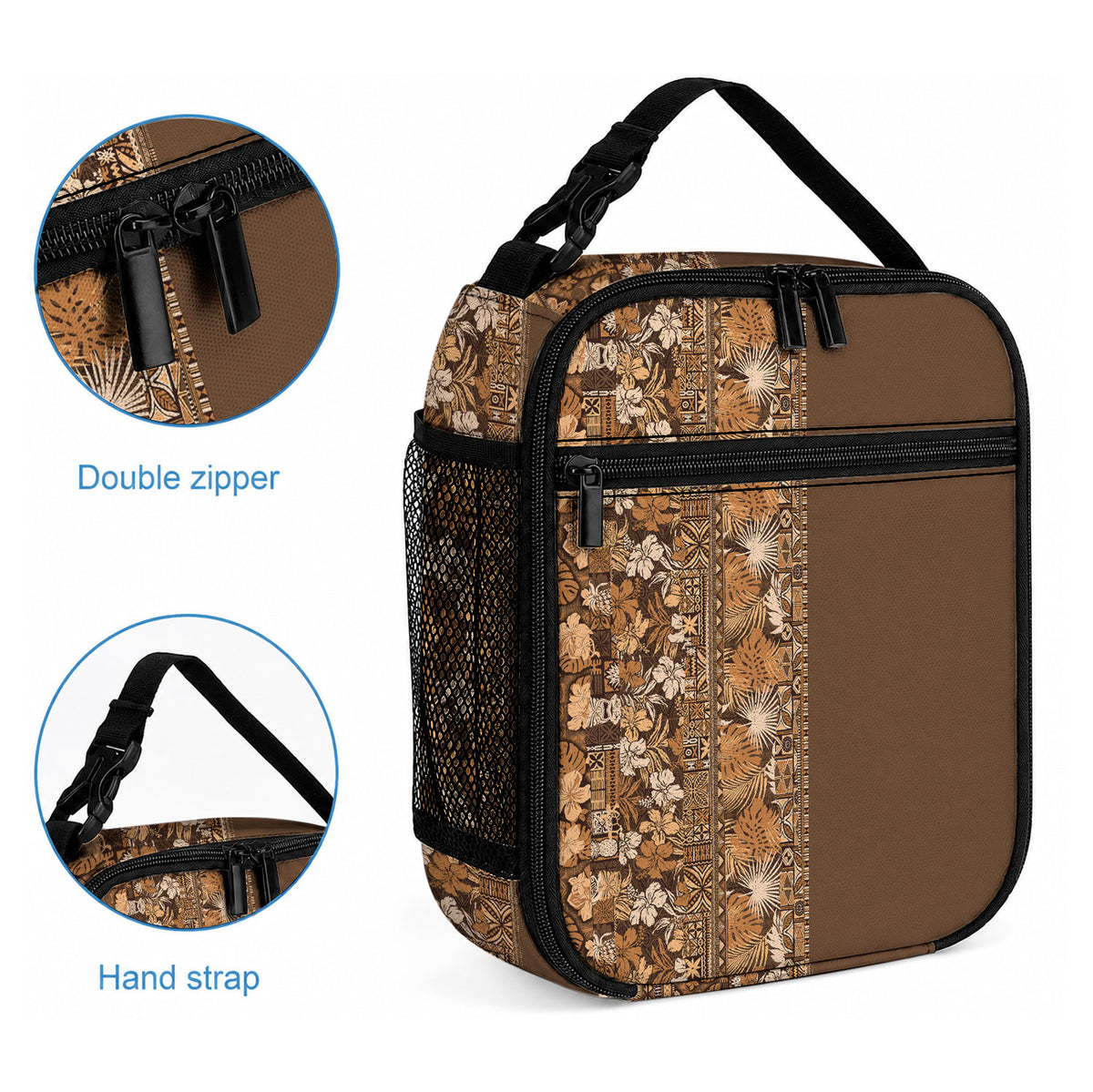 Hawaiian Tribal Elements Hibiscus Lunch Bag Gold Pattern LT9 - Polynesian Pride