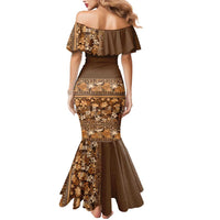 Hawaiian Tribal Elements Hibiscus Mermaid Dress Gold Pattern LT9 - Polynesian Pride
