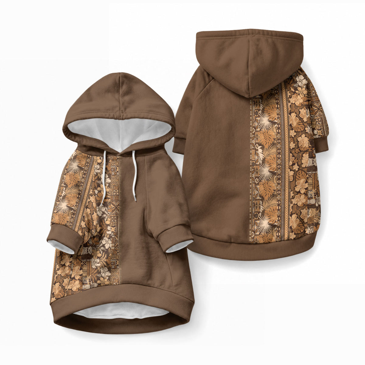 Hawaiian Tribal Elements Hibiscus Pet Hoodie Gold Pattern LT9 Pullover Gold - Polynesian Pride