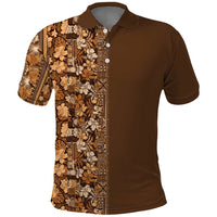 Hawaiian Tribal Elements Hibiscus Polo Shirt Gold Pattern LT9 Gold - Polynesian Pride