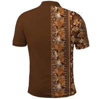 Hawaiian Tribal Elements Hibiscus Polo Shirt Gold Pattern LT9 - Polynesian Pride