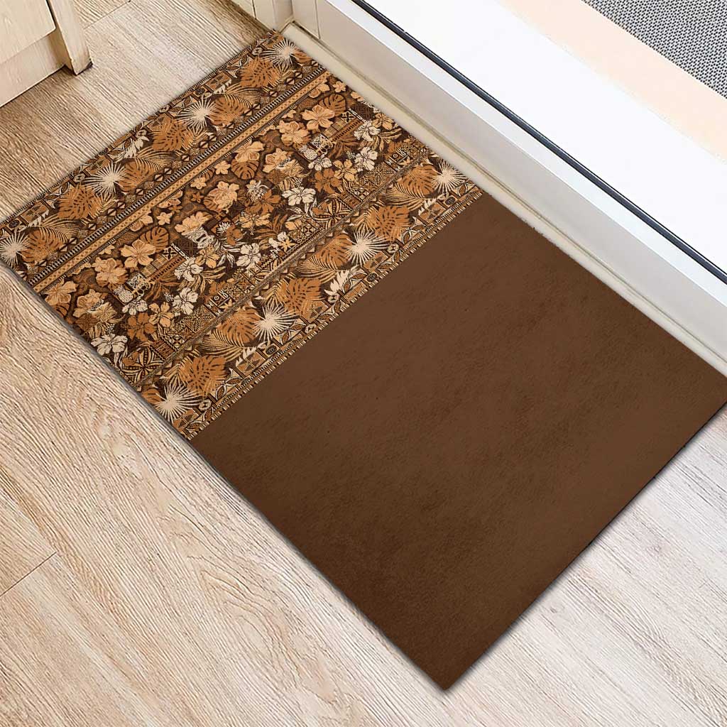 Hawaiian Tribal Elements Hibiscus Rubber Doormat Gold Pattern LT9 - Polynesian Pride
