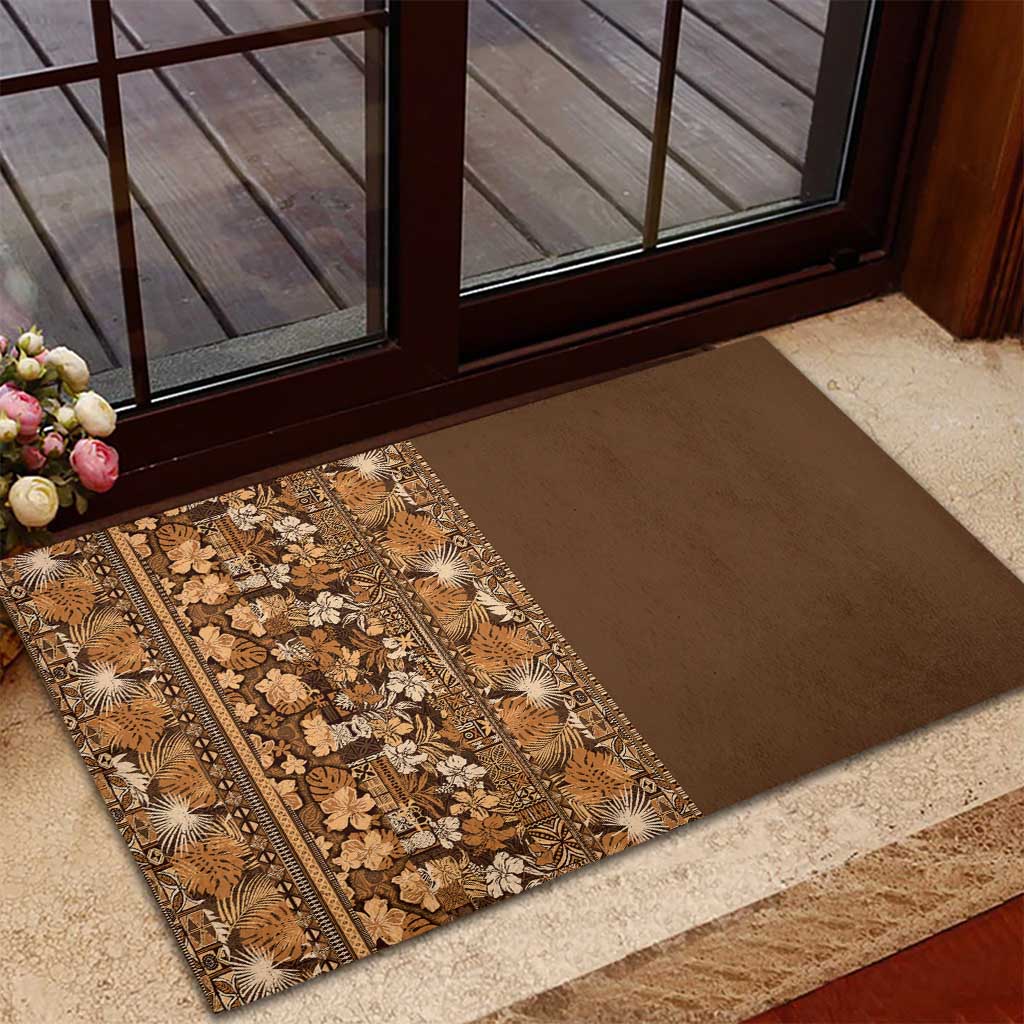 Hawaiian Tribal Elements Hibiscus Rubber Doormat Gold Pattern LT9 - Polynesian Pride