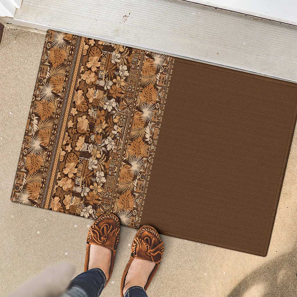 Hawaiian Tribal Elements Hibiscus Rubber Doormat Gold Pattern LT9 - Polynesian Pride