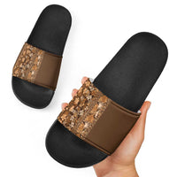 Hawaiian Tribal Elements Hibiscus Slide Sandals Gold Pattern LT9 - Polynesian Pride