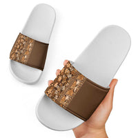 Hawaiian Tribal Elements Hibiscus Slide Sandals Gold Pattern LT9 - Polynesian Pride