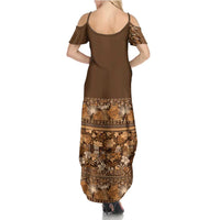 Hawaiian Tribal Elements Hibiscus Summer Maxi Dress Gold Pattern LT9 - Polynesian Pride
