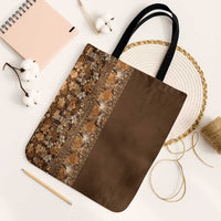Hawaiian Tribal Elements Hibiscus Tote Bag Gold Pattern LT9 Black Strap One Size Gold - Polynesian Pride
