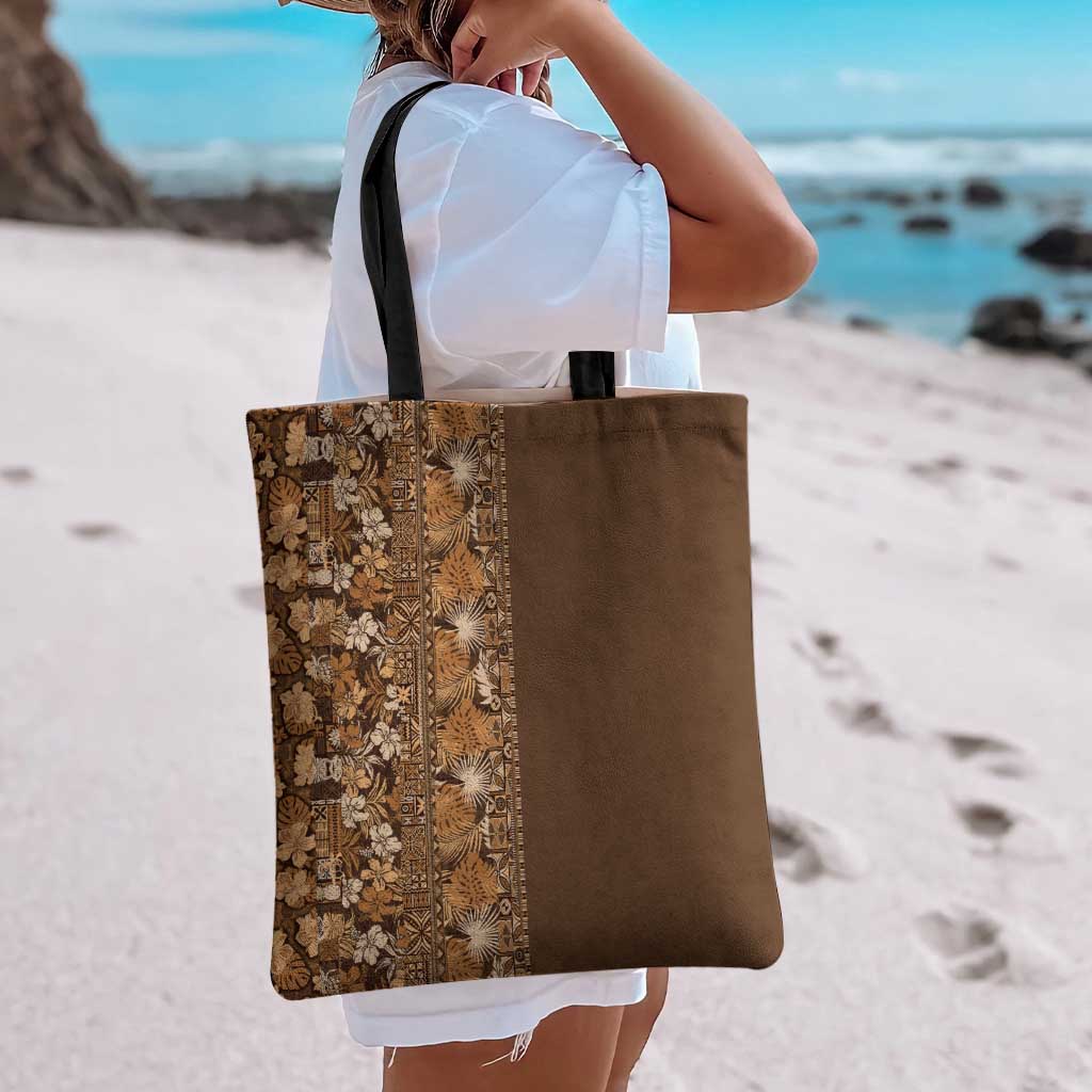 Hawaiian Tribal Elements Hibiscus Tote Bag Gold Pattern LT9 - Polynesian Pride