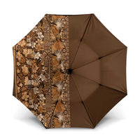 Hawaiian Tribal Elements Hibiscus Umbrella Gold Pattern LT9 One Size Folded 11.42 inch Opened Diameter 37.4 inch Gold - Polynesian Pride