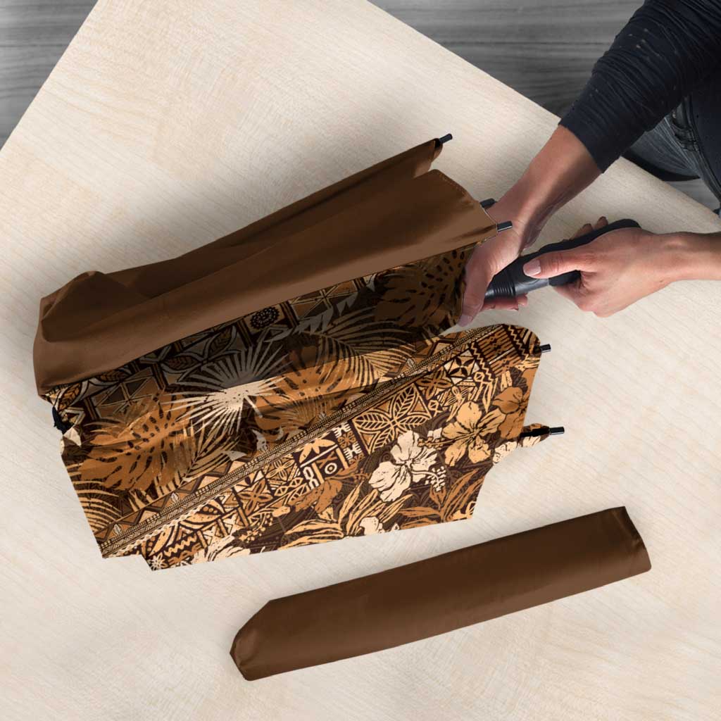Hawaiian Tribal Elements Hibiscus Umbrella Gold Pattern LT9 - Polynesian Pride
